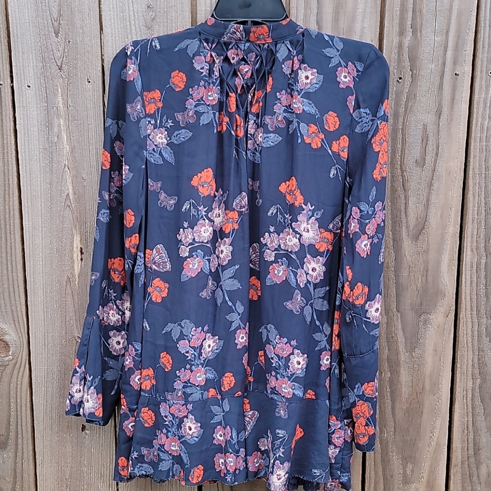 Free people Navy floral Long Sleeve Blouse - Picture 3 of 4
